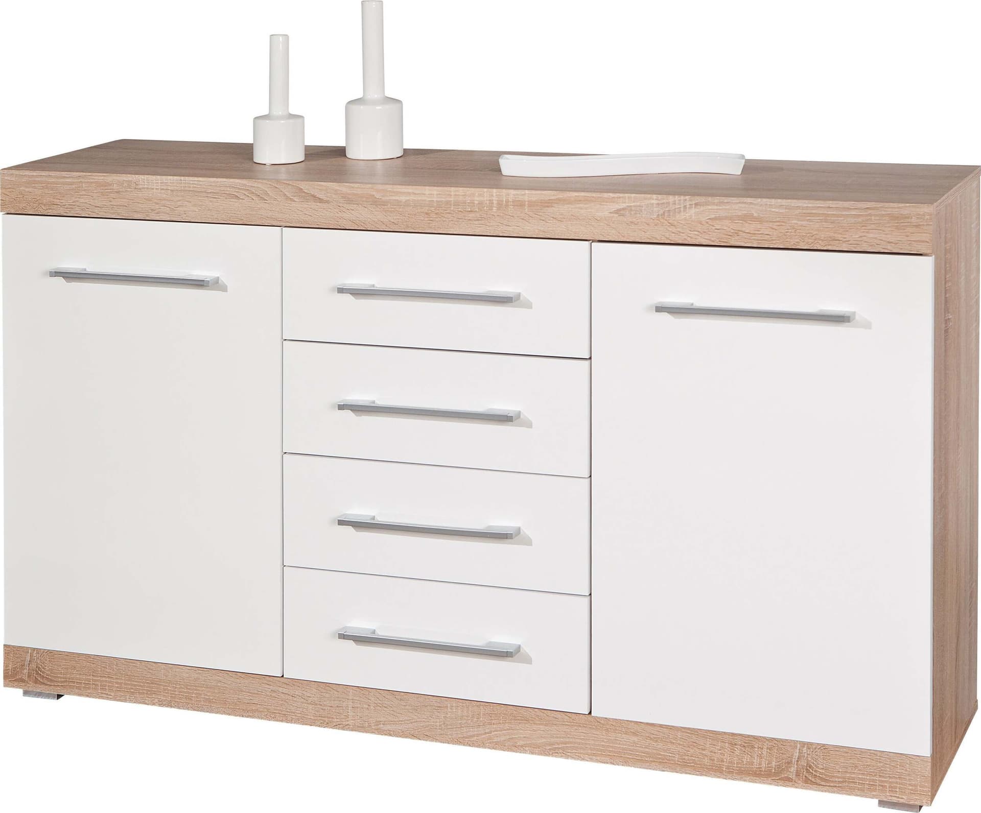 Kit Buffet Lublin Due Ante E Quattro Cassetti Rovere/bianco Laccato Mobile Da Terra Casa e cucina/Arredamento/Sala da pranzo/Credenze e buffet Ferus - Montoro, Commerciovirtuoso.it