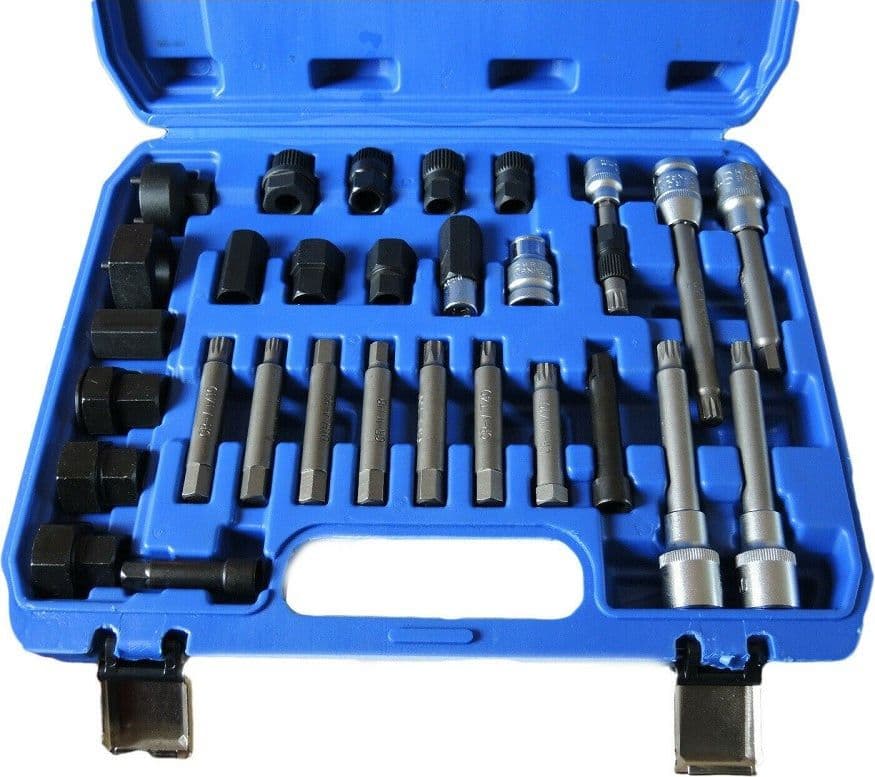 Kit Di Chiavi 30 Pezzi Per Smontaggio Puleggia E Alternatore Motore Auto Fai da te/Utensili elettrici e a mano/Utensili a mano/Bussole e set di bussole/Corredi di bussole/Standard Trade Shop italia - Napoli, Commerciovirtuoso.it