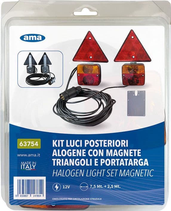 Kit luci posteriori magnetico 12 V con triangoli Confezione da 1pz in Blocchi fari posteriori GardenStore - Novellara, commercioVirtuoso.it