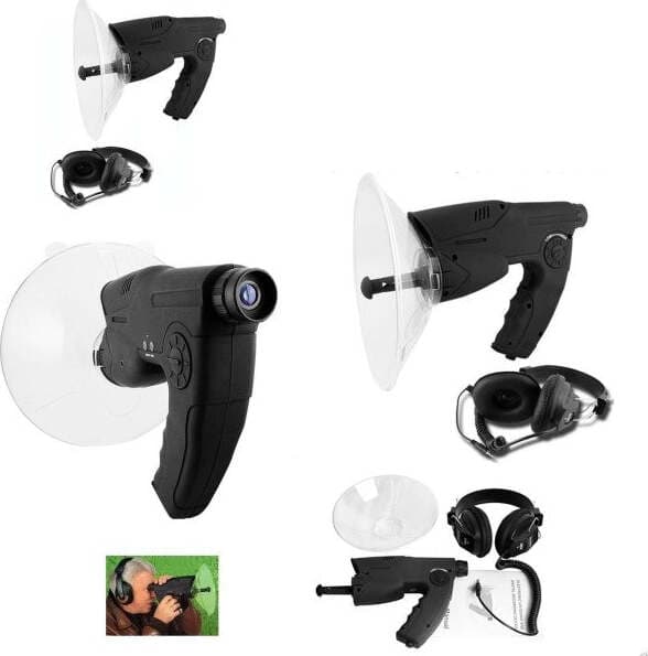 KIT MICROFONO SPIA SPY DIREZIONALE MONOCOLO REGISTRATORE CUFFIA ASCOLTO AMBIENTE