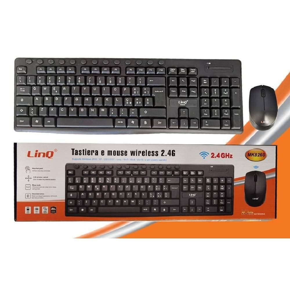 Kit Mouse Tastiera Wireless 2.4ghz Wifi Usb Mk8260 Senza Fili Design Multimediale Elettronica/Informatica/Accessori/Tastiere Mouse e periferiche di input/Tastiere Trade Shop italia - Napoli, Commerciovirtuoso.it