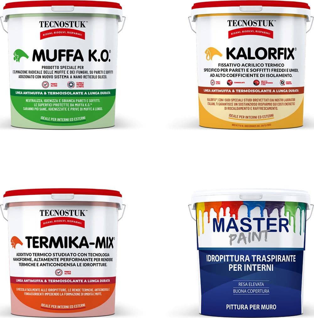 Kit-Poca-Muffa-per-4/5-mq:-Muffa-Ko-lt.1-+-Kalorfix-lt.1-+-TermicaMix-lt.1-+-MasterPaint-lt.1