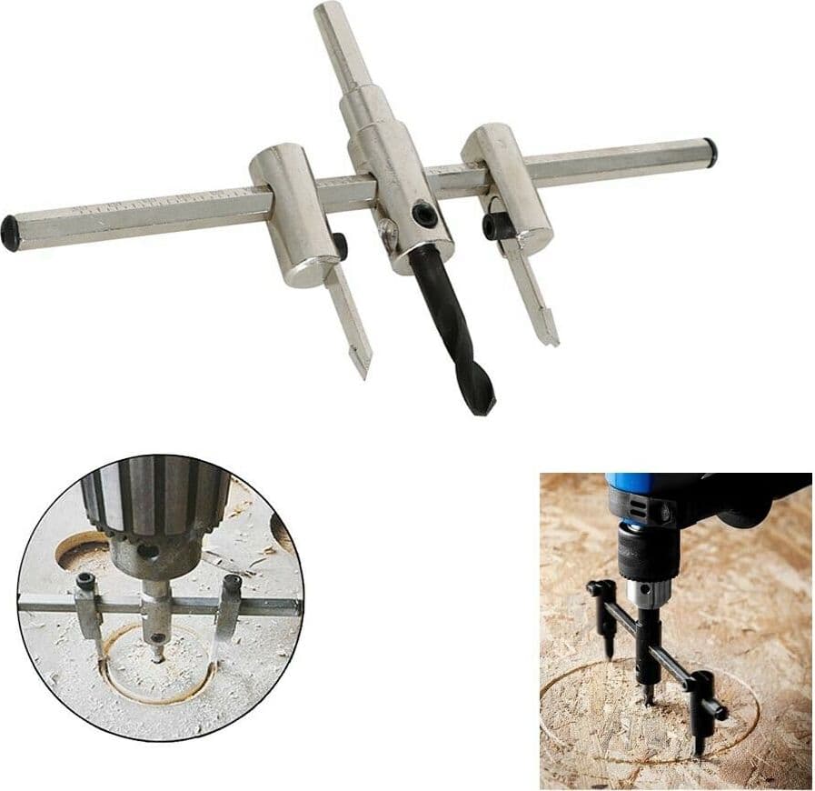 Kit Taglierina Circolare Guida . Regolabile Con Punta Per Trapano
