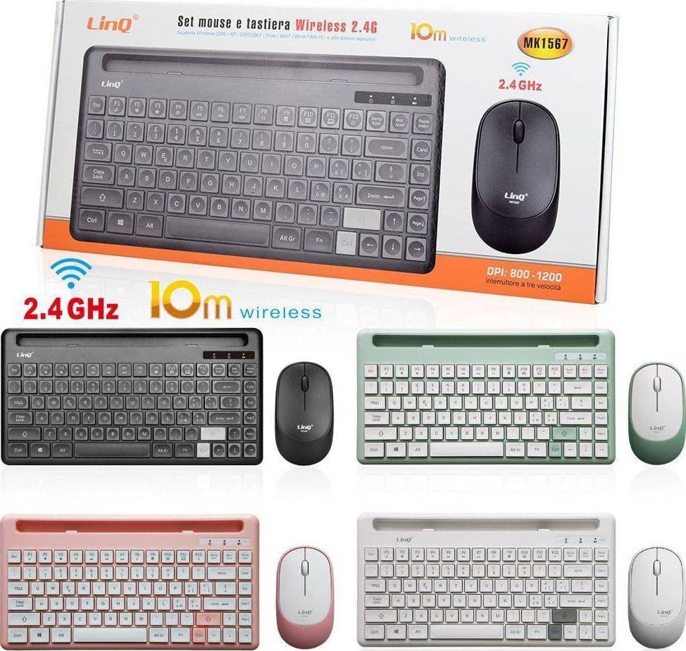 Kit Tastiera Mouse Wireless 2.4ghz 10 Metri Senza Fili 800-1200dpi Windows Mk1567 Elettronica/Informatica/Accessori/Tastiere Mouse e periferiche di input/Tastiere Trade Shop italia - Napoli, Commerciovirtuoso.it