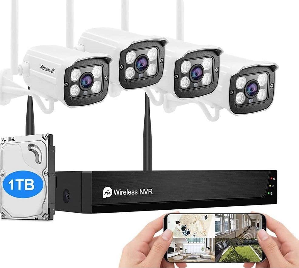 Kit-Telecamera-Di-Sorveglianza-A-8-Canali-Wi-fi-H.265-4-Telecamere-Ip-Wifi-1080p