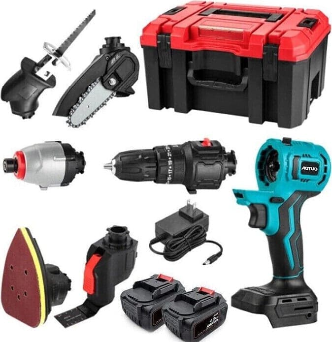 KIT-TRAPANO-A-2-BATTERIE-SEGA-LEVIGATRICE-AVVITATORE-Utensile-MULTIUSO-6-IN-1-OSCILLATORE