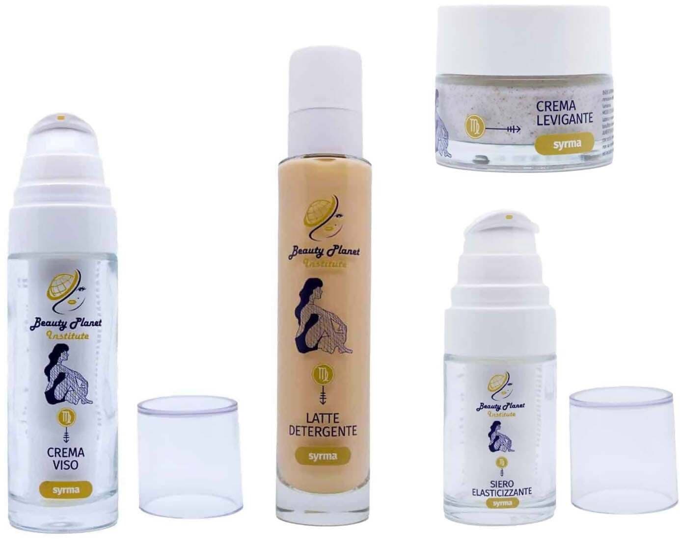 Kit Trattamento Viso Syrma Kit Curves Beauty Planet Institute per Pelli Più Giovane Crema Viso 30 Ml, Siero Elasticizzante 15 Ml, Latte Detergente 30 Ml, Crema Levigante 50 Ml, in Set regalo Beauty Planet Institute - Castel San Pietro Terme, commercioVirtuoso.it