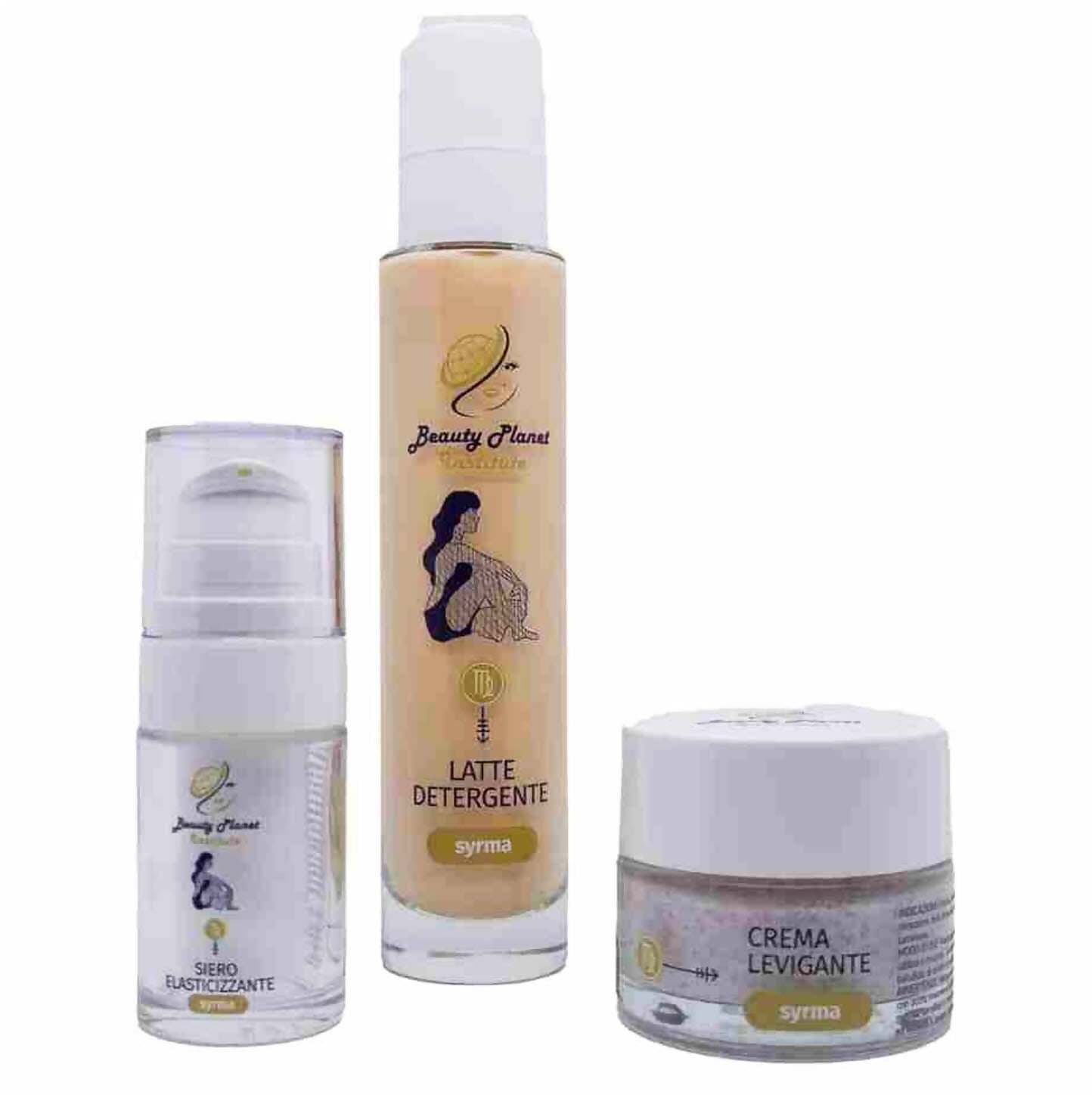 Kit Trattamento Viso Syrma Kit Mattino Beauty Planet Institute per Pelli Rigenerate Kit Quotidiano Con Siero Elasticizzante 15 Ml , Crema Levigante 50 Ml , Latte Detergente 30 Ml in Set regalo Beauty Planet Institute - Castel San Pietro Terme, commercioVirtuoso.it