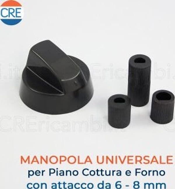 Kit-Universale-Nero-1-Manopola-con-Innesti-Attacchi-6-/-8-mm