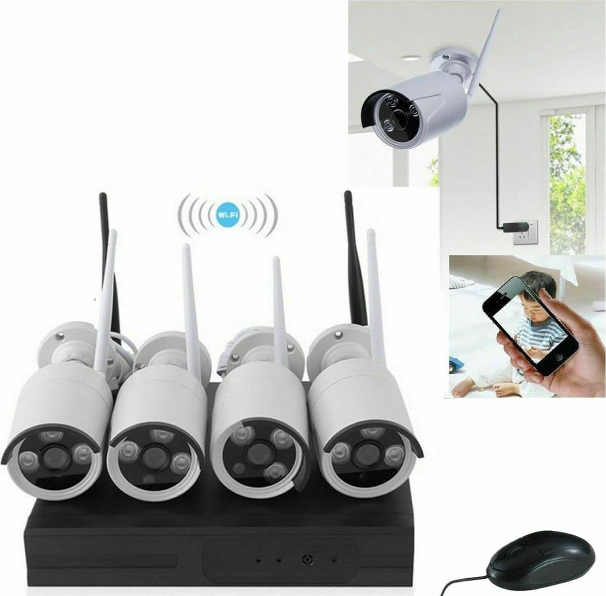 KIT Videosorveglianza WIFI DVR NVR 4 Canali 4 Telecamere Wireless Fai da te/Sicurezza e protezione/Sistemi di sicurezza domestica/Kit video per la sicurezza domestica/Kit di sorveglianza DVR Zencoccostore - Formia, Commerciovirtuoso.it