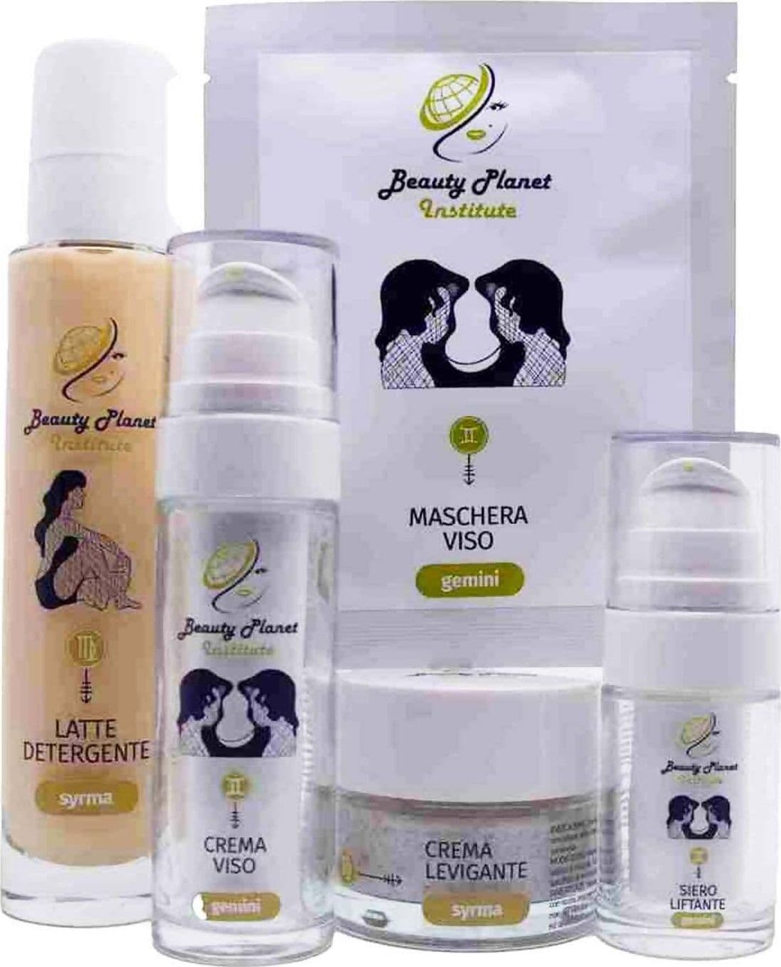 Kit Viso Trattamento 1 Mese Gemini Kit Protocollo Beauty Planet Institute Con Crema Viso 30 Ml, 2 Maschere Viso in Tessuto 25 Ml, Siero Liftante 15 Ml, Crema Levigante 50 Ml E Latte Detergente 30 Ml in Set regalo Beauty Planet Institute - Castel San Pietro Terme, commercioVirtuoso.it
