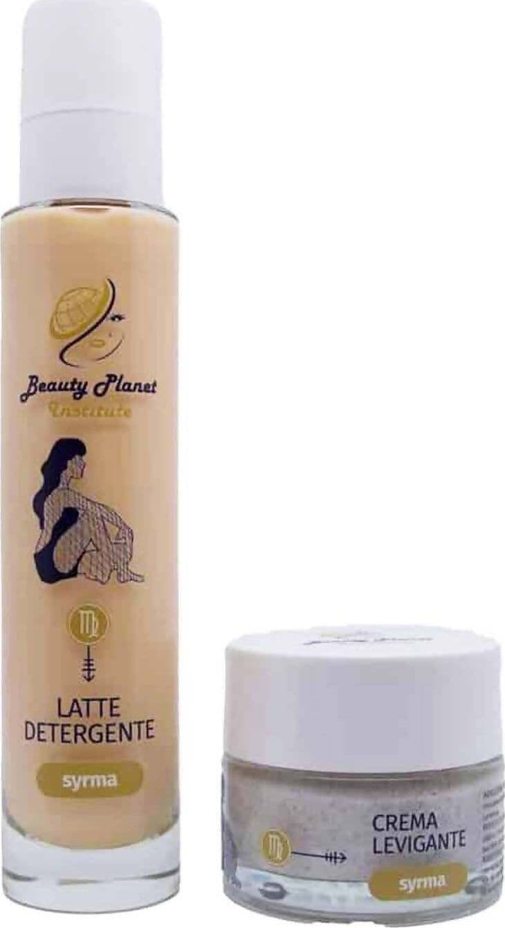 Kit Viso Trattamento Beauty Planet Institute Syrma Kit Purificatore per Pelli Più Luminose Latte Detergente 30 Ml + Crema Levigante 50 Ml