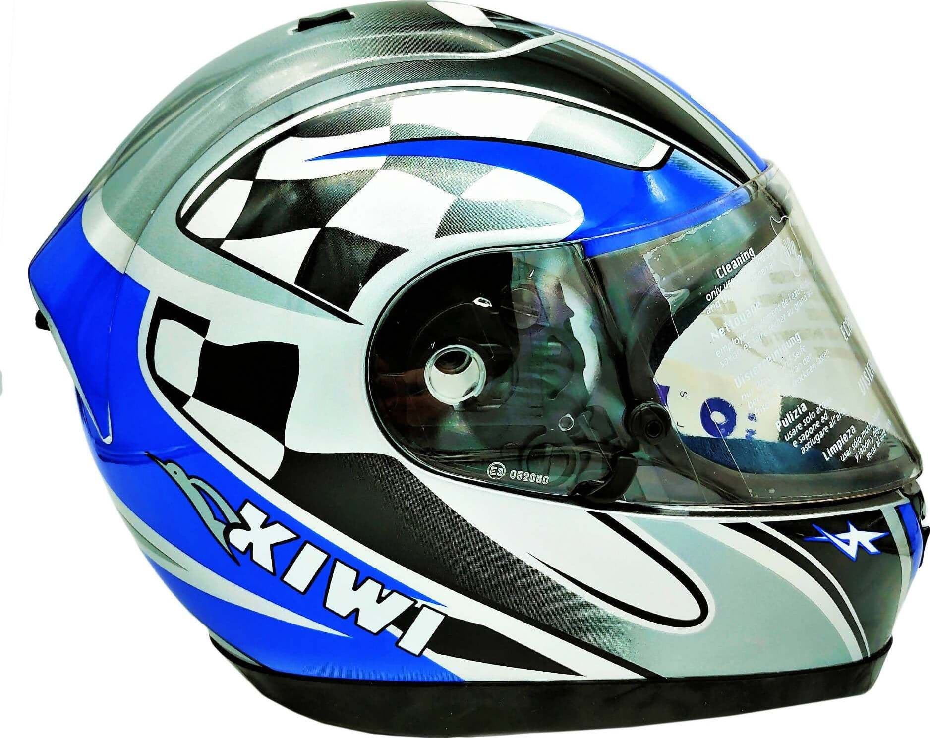 Kiwi Casco Moto Integrale in Fibra Kiwi K500 Mod. 609 IMOLA Omologa Ec 22-05 Chiusura Doppio Anello Casco Integrale Blu Argento Racing Auto e Moto/Moto accessori e componenti/Abbigliamento protettivo/Caschi/Integrali TopGas - Roverbella, Commerciovirtuoso.it