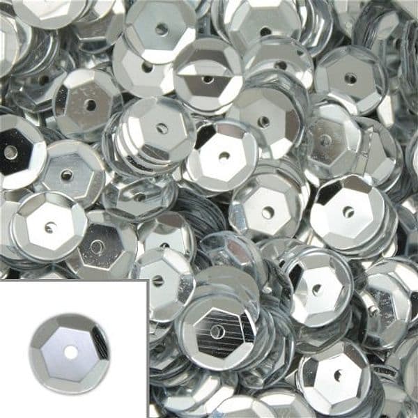 KNORR-PRANDELL---CONFEZIONE-500-PEZZI---PAILLETTES-CONCAVE-Ø6MM-SFACCETTATE-CON-FORO---COLORE-ARGENTO
