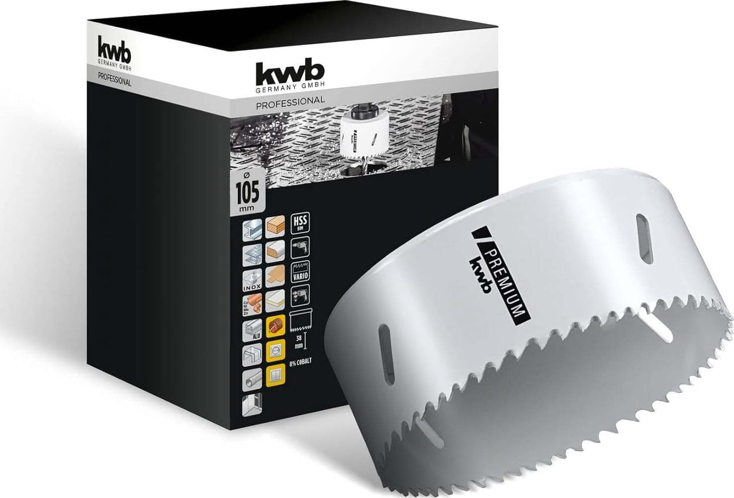 KWB---FRESA-A-TAZZA-BIMETALLICA-HSS-CO-105MM