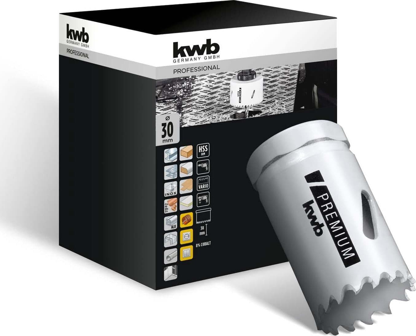 KWB---FRESA-A-TAZZA-BIMETALLICA-HSS-CO-30MM
