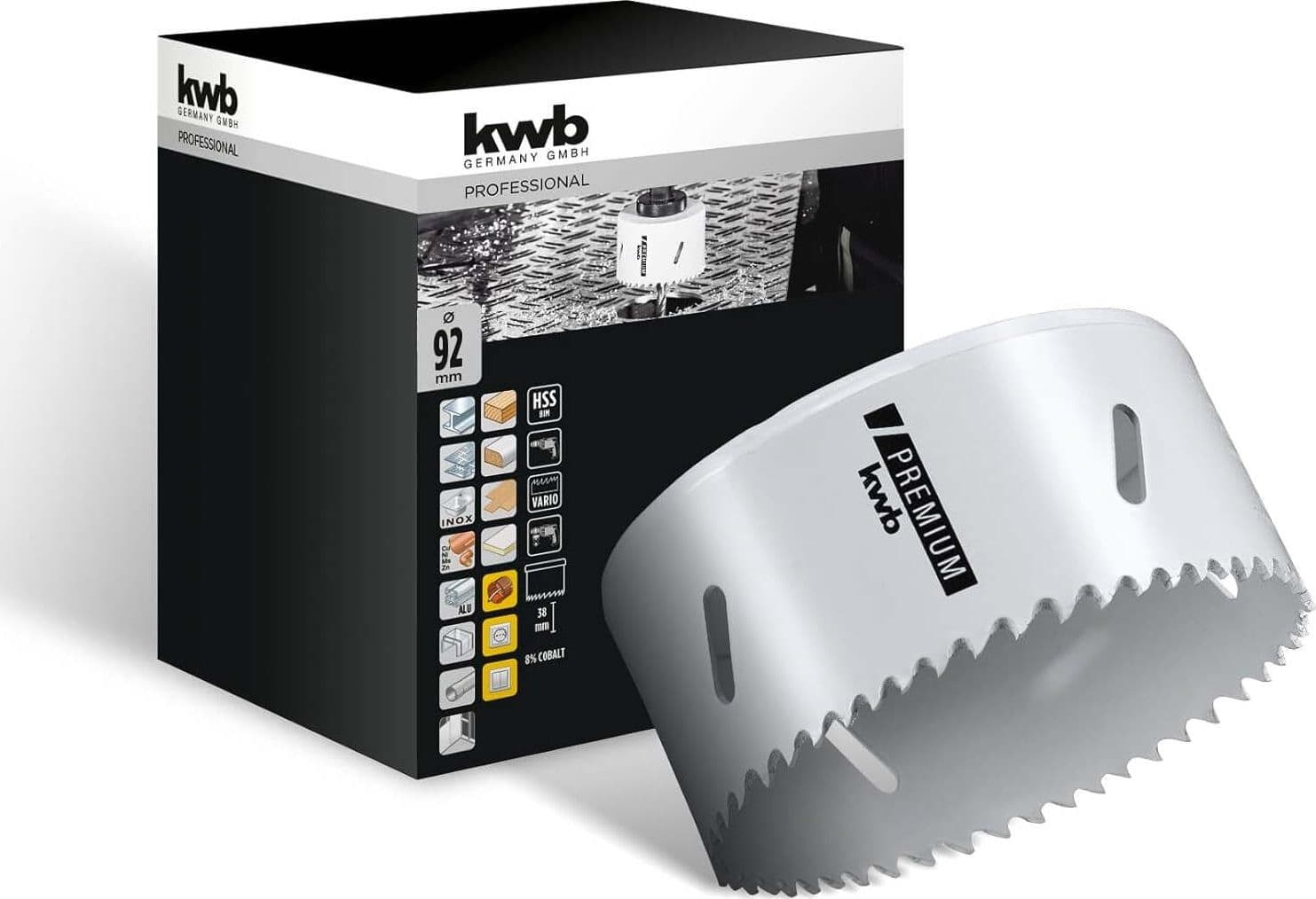 KWB---FRESA-A-TAZZA-BIMETALLICA-HSS-CO-92MM