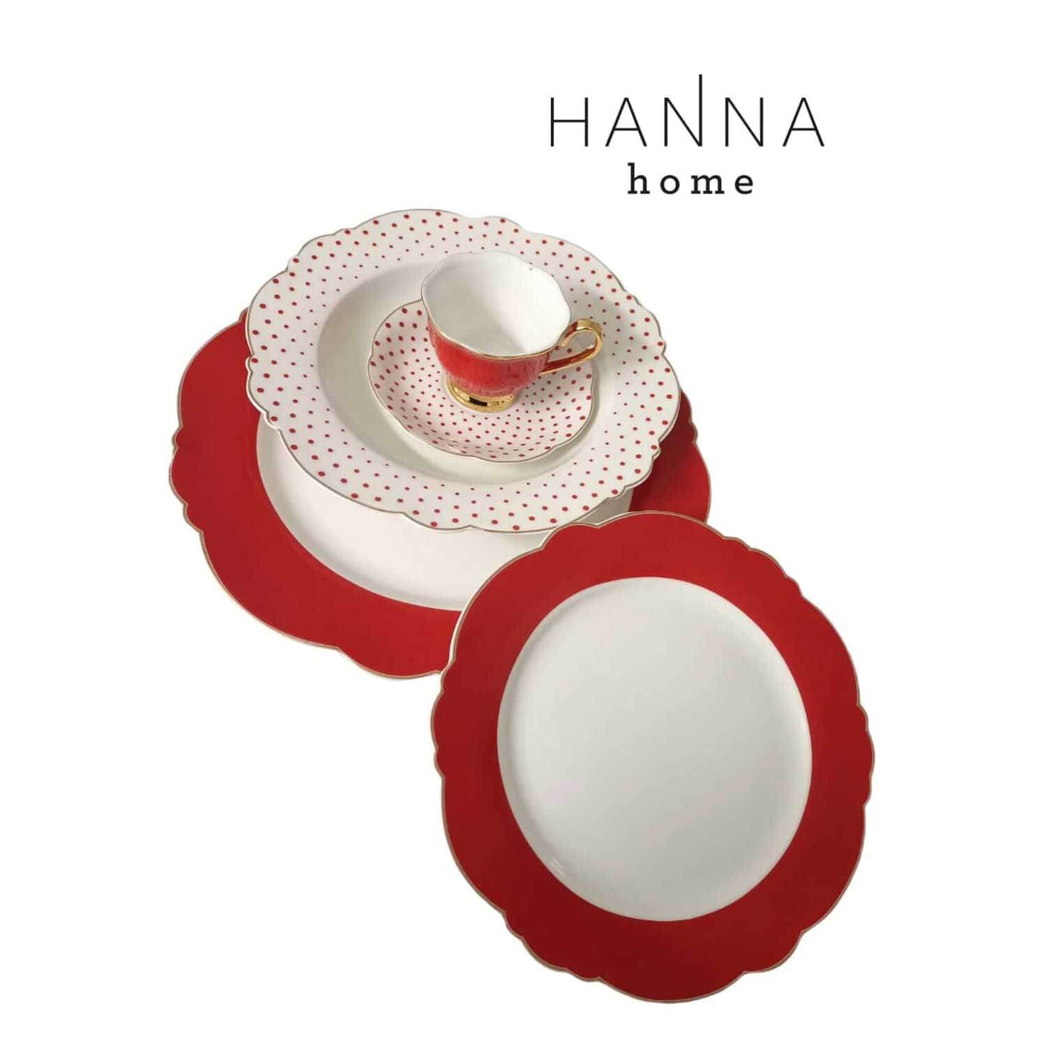 Piatti Hanna Romantic rosso Porcellana in Servizi di piatti The King Luxury - San Marcellino, commercioVirtuoso.it