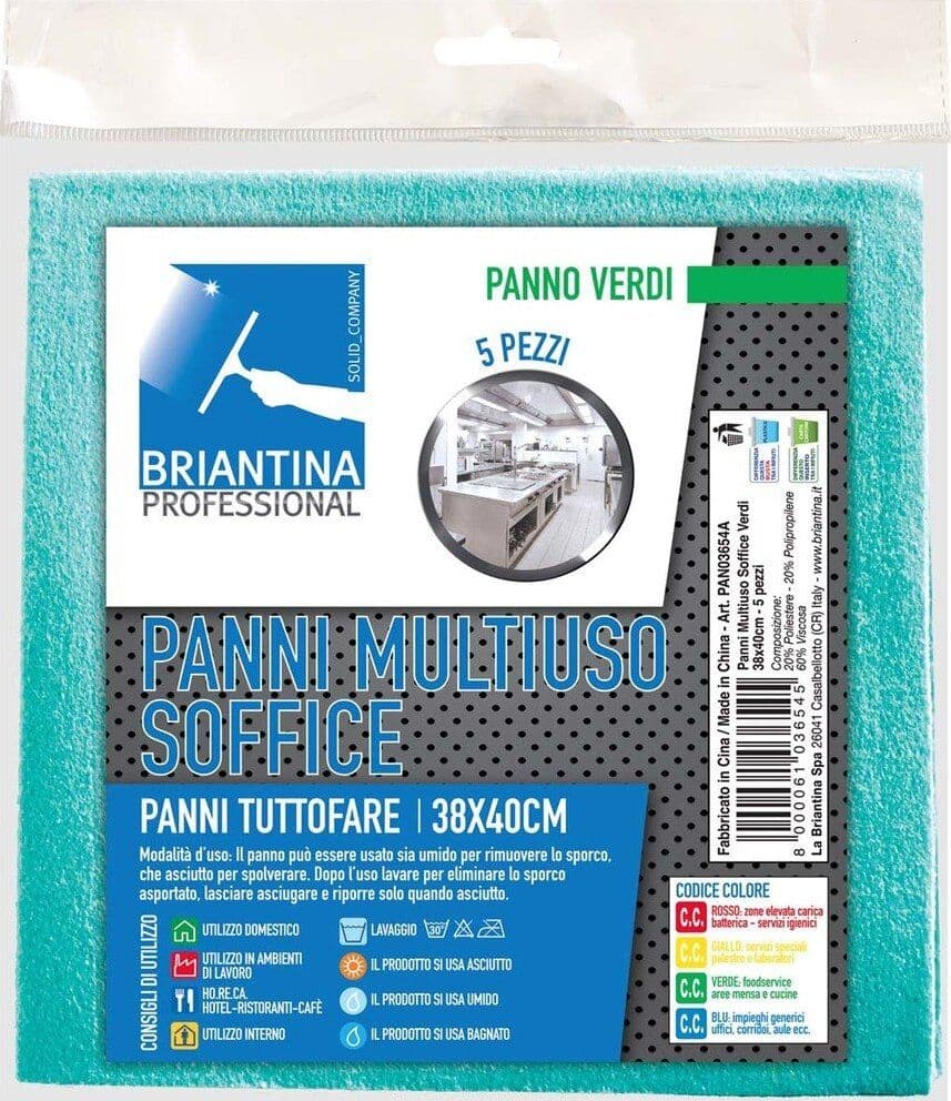 La-Briantina-PAN03654A-Panno-Multiuso-Soffice,-38-x-40-cm,-Verde,-5-Pezzi