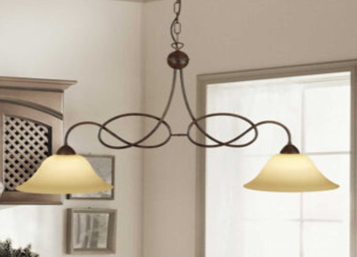 LAM---LAMPADA-A-SOSPENSIONE-2XE27-max42W---BRUNO-STRIATO/VETRO-CREMA-SATINATO