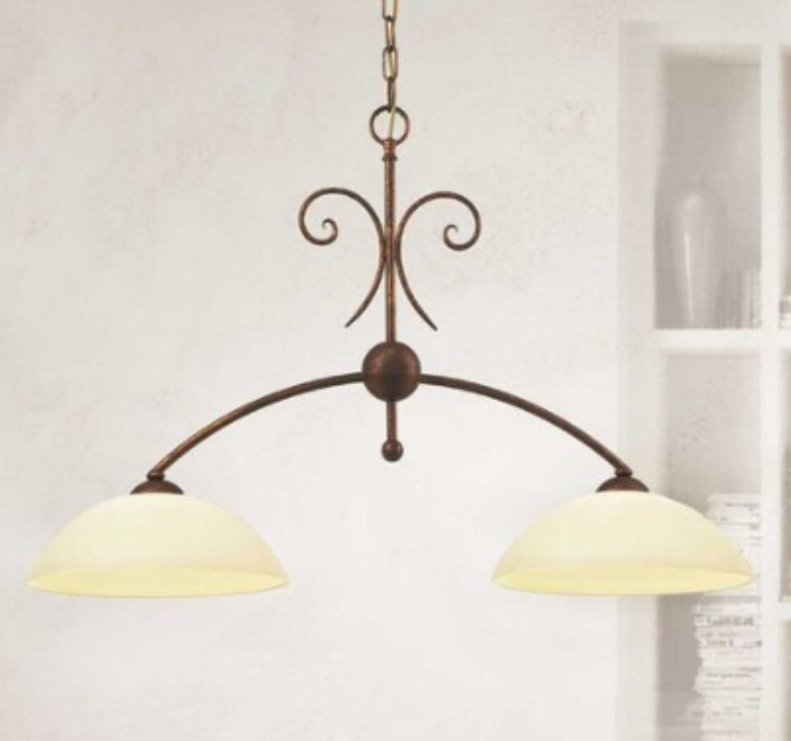 LAM---LAMPADA-A-SOSPENSIONE-2XE27-max70W---TERRA-ANTICA/VETRO-CREMA-SATINATO