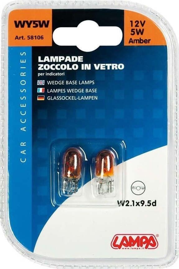 LAMPA---LAMPADA-ZOCCOLO-IN-VETRO-12V-5W-ARANCIONI