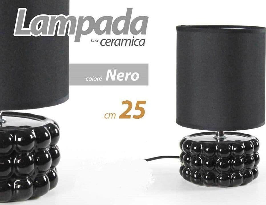 Lampada Abat Jour Da Tavolo Comodino E14 Base Ceramica Nero Lux 25x15 Cm 837395 Illuminazione/Illuminazione per interni/Lampade/Lampade da tavolo e abat-jour Trade Shop italia - Napoli, Commerciovirtuoso.it