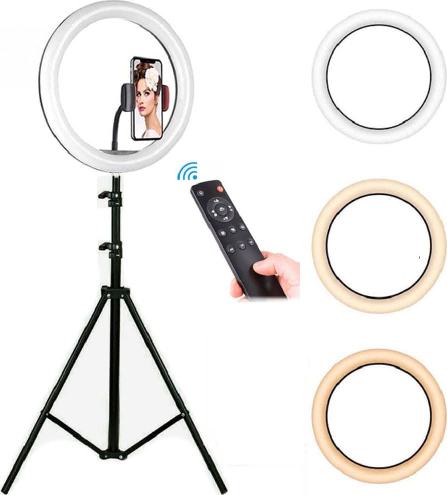 Lampada-Anello-Ring-Led-Yq-320b-Selfie-Treppiedi-Regolabile-+-Telecomando