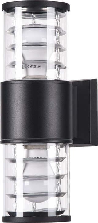 Lampada-Da-Parete-Moderna-Per-Esterno-Alluminio-Nero-2-Luci-E27-60W-Ip54