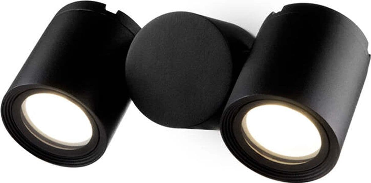 Lampada-Da-Parete-Moderna-Per-Esterno-Alluminio-Nero-2-Luci-Gu10-50W-Ip54
