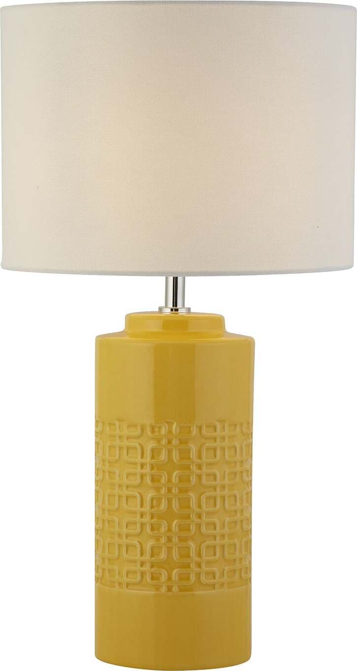 Lampada-Da-Scrivania-Charleston-Ceramica-Gialla-Tessuto-Bianco-1-Luce-E27