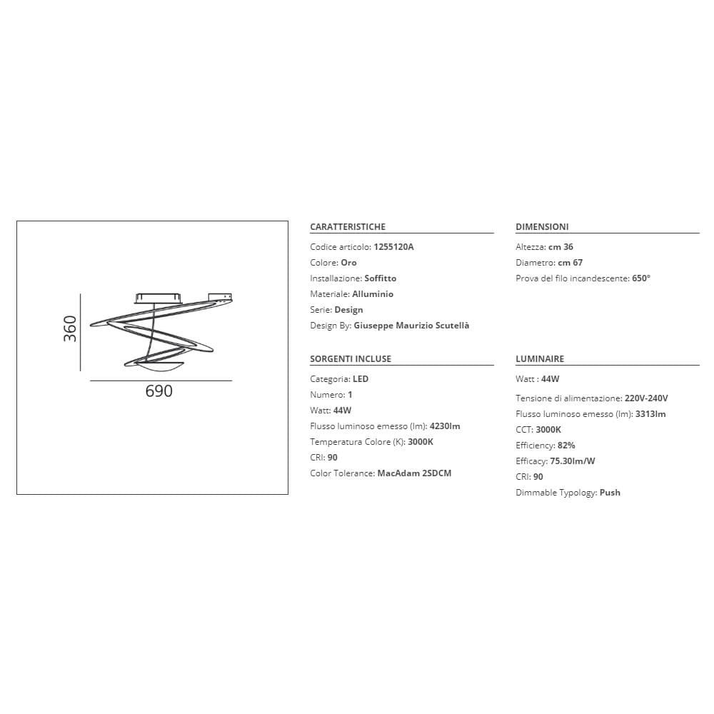 Lampada da soffitto Artemide Pirce Mini LED 3000K Oro in Plafoniere Brilla Luce - Sarzana, commercioVirtuoso.it