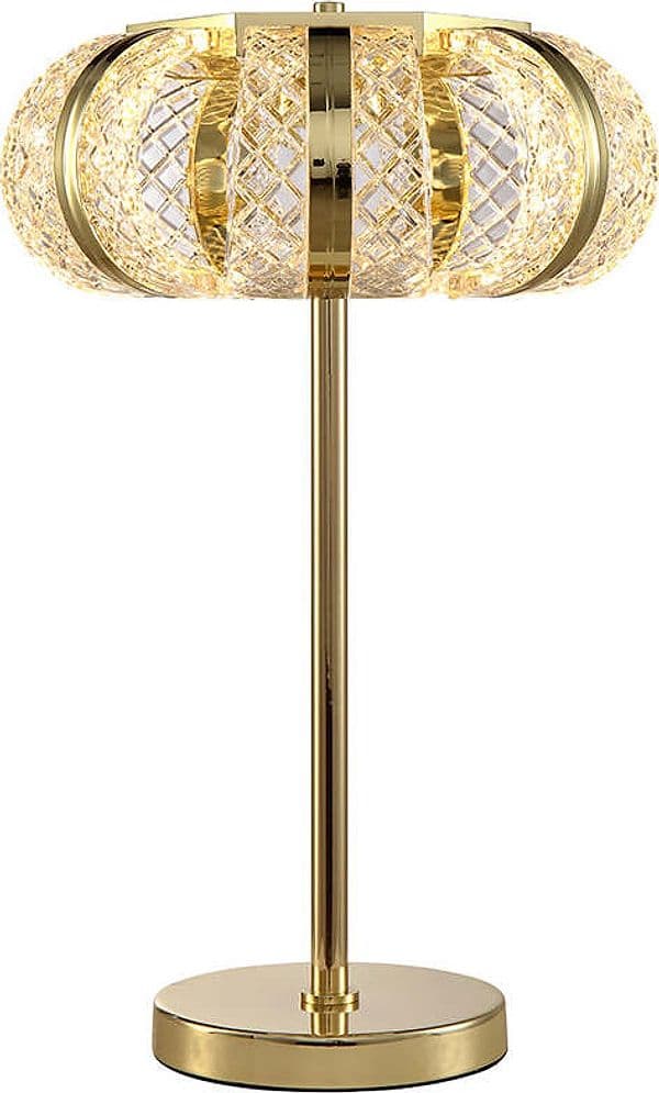 Lampada-Da-Tavolo-Classico-Retrò-Acrilico-Metallo-Oro-Lucido-Led-18W