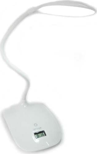 LAMPADA DA TAVOLO SCRIVANIA 8 LED LUCE RICARICABILE TOUCH CON OROLOGIO SNODABILE