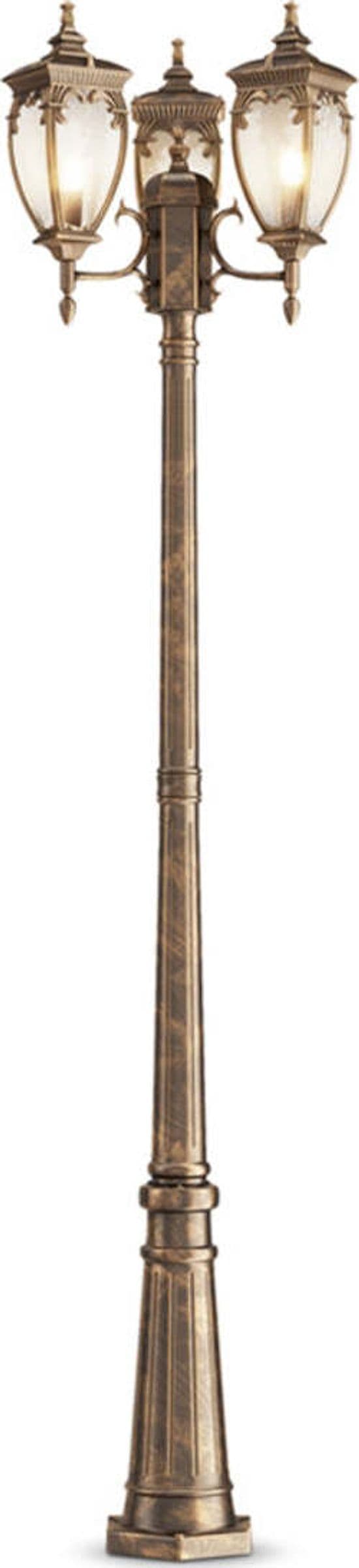 Lampada-Da-Terra-Classica-Da-Esterno-Alluminio-Oro-3-Luci-E27-60W-Ip44
