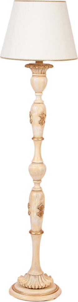 Lampada-Da-Terra-In-Legno-Classico-Crema-Decapè-Oro-Con-Paralume-1-Luce-Picchio