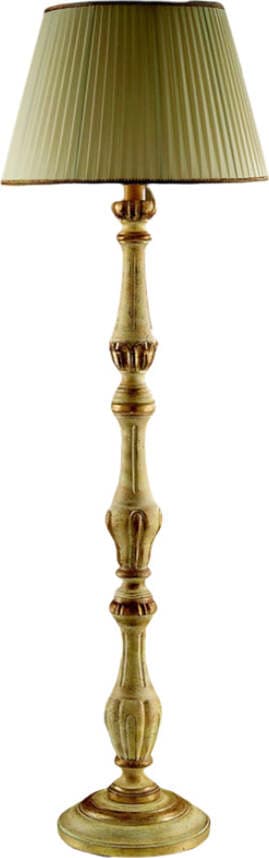 Lampada-Da-Terra-In-Legno-Classico-Giallo-Crema-Sbiancato-Con-Paralume-Rondone