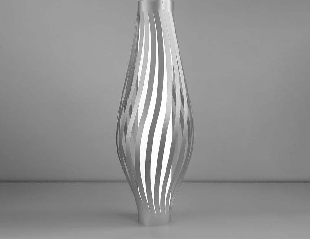 Lampada-Da-Terra-Totem-Dama-Helios-1-Luce-In-Polilux-Silver-Made-In-Italy