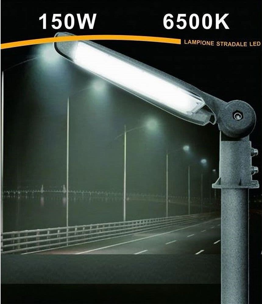 LAMPADA INCLINABILE LED LAMPIONE STRADALE FARO ESTERNO 150WATT LUCE 6500K LP-150 in Lampioni Trade Shop italia - Napoli, commercioVirtuoso.it