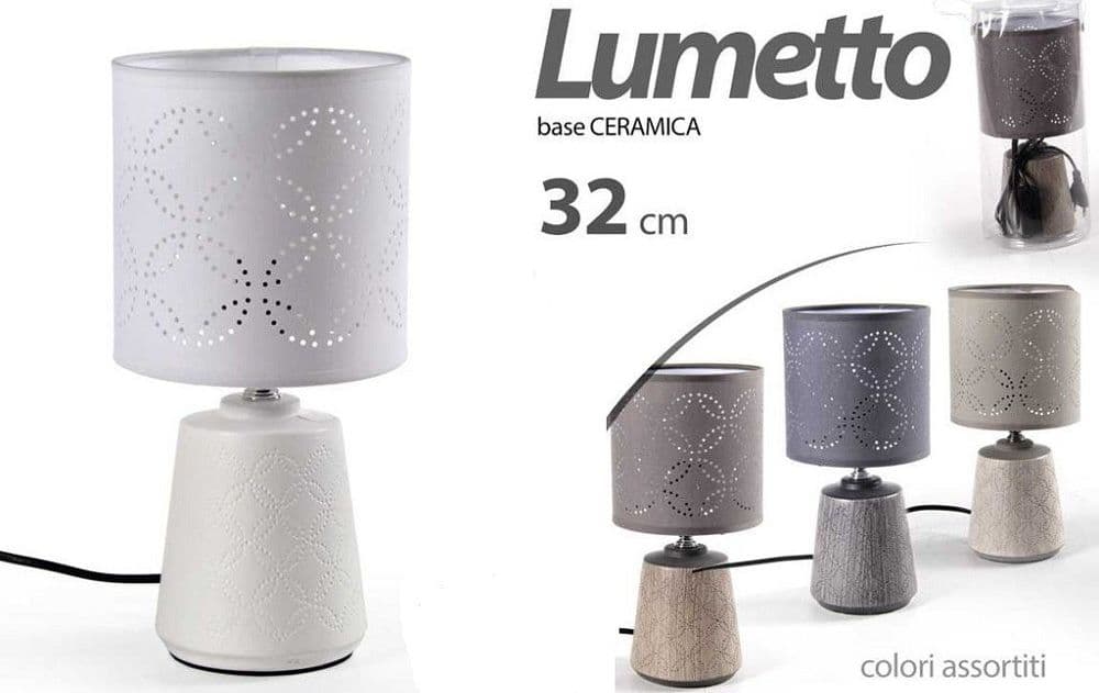 Lampada Lumetto Abat-jour 32 Cm Da Tavolo Base In Ceramica Vari Colori 772962 Illuminazione/Illuminazione per interni/Lampade/Lampade da tavolo e abat-jour Trade Shop italia - Napoli, Commerciovirtuoso.it