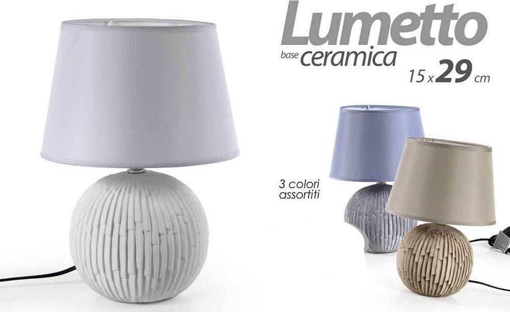 Lampada Lumetto Abat Jour Tavolo Comodino Base Ceramica Classica 29x15cm 806179 Illuminazione/Illuminazione per interni/Lampade/Lampade da tavolo e abat-jour Trade Shop italia - Napoli, Commerciovirtuoso.it