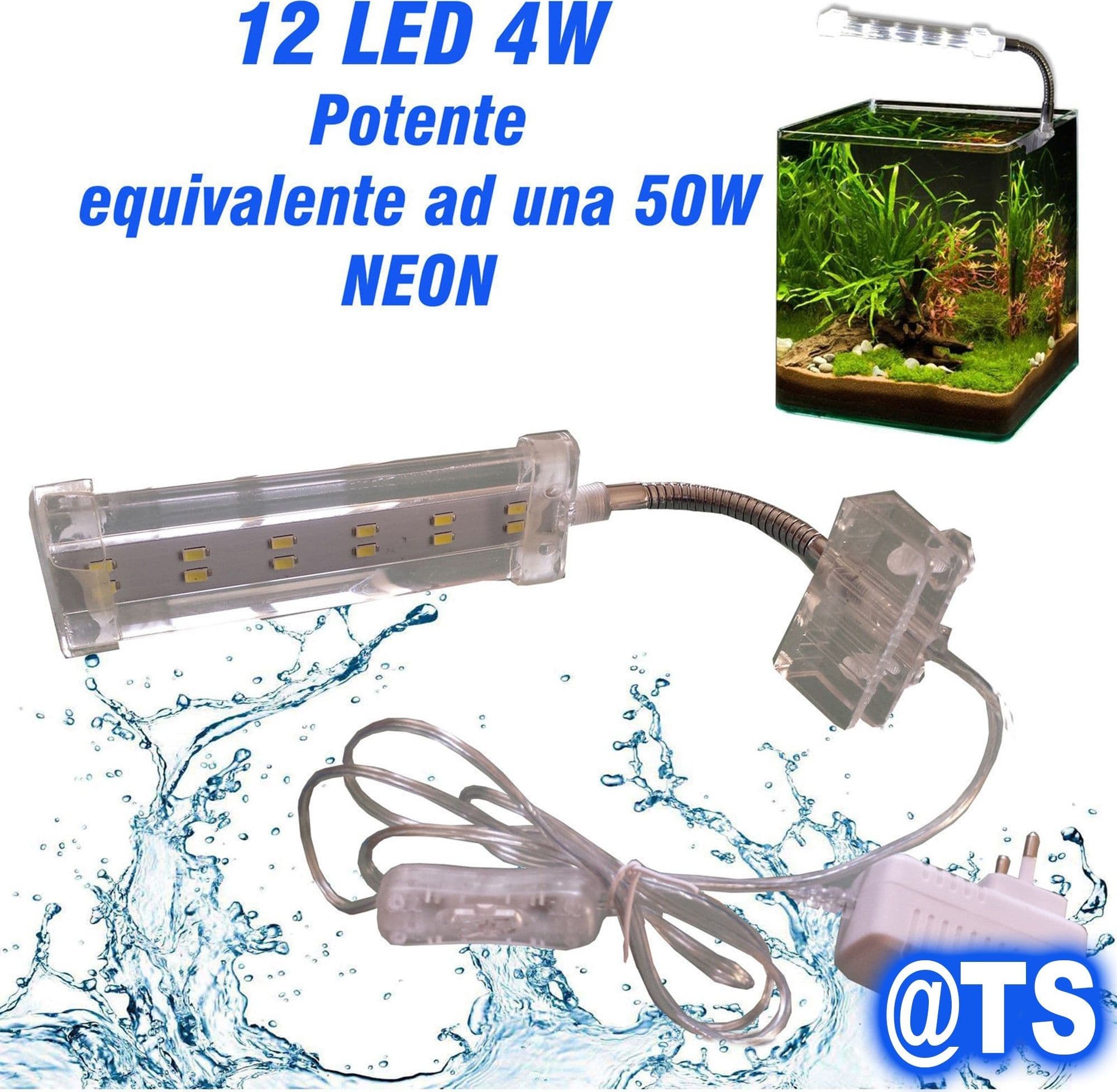 LAMPADA PLAFONIERA LED PER ACQUARIO LUCE 3W BORDO VASCA VETRO PIANTE PESCI Prodotti per animali domestici/Pesci e animali d'acqua/Illuminazione per acquario Trade Shop italia - Napoli, Commerciovirtuoso.it
