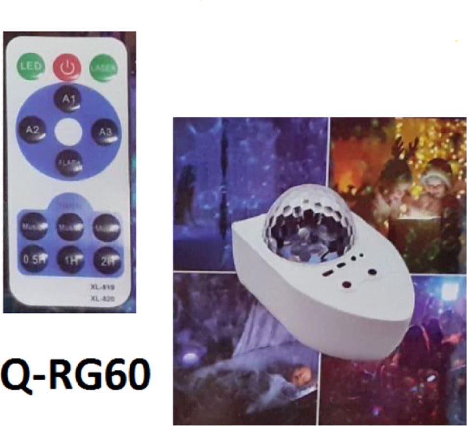 Lampada Proiettore Stella Led Con Telecomando Rgb Q-rg60 Altoparlante Wireless