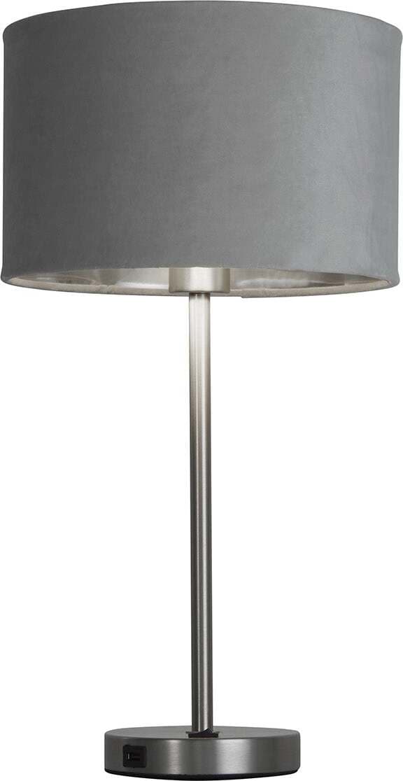 Lampada-Scrivania-Finlandese-Metallo-Nichel-Velluto-Grigio-Usb-1-Luce-E27