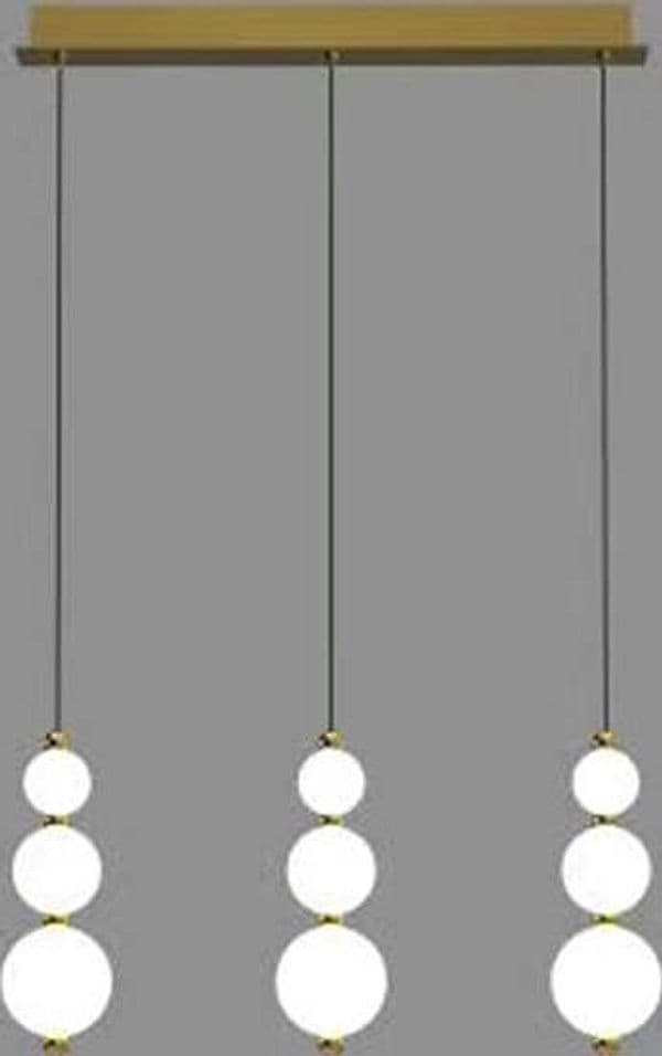 Lampadari-E-Sospensioni-Contemporaneo-Perla-9-Sfere-Vetro-Opaco-Oro-Led-36W