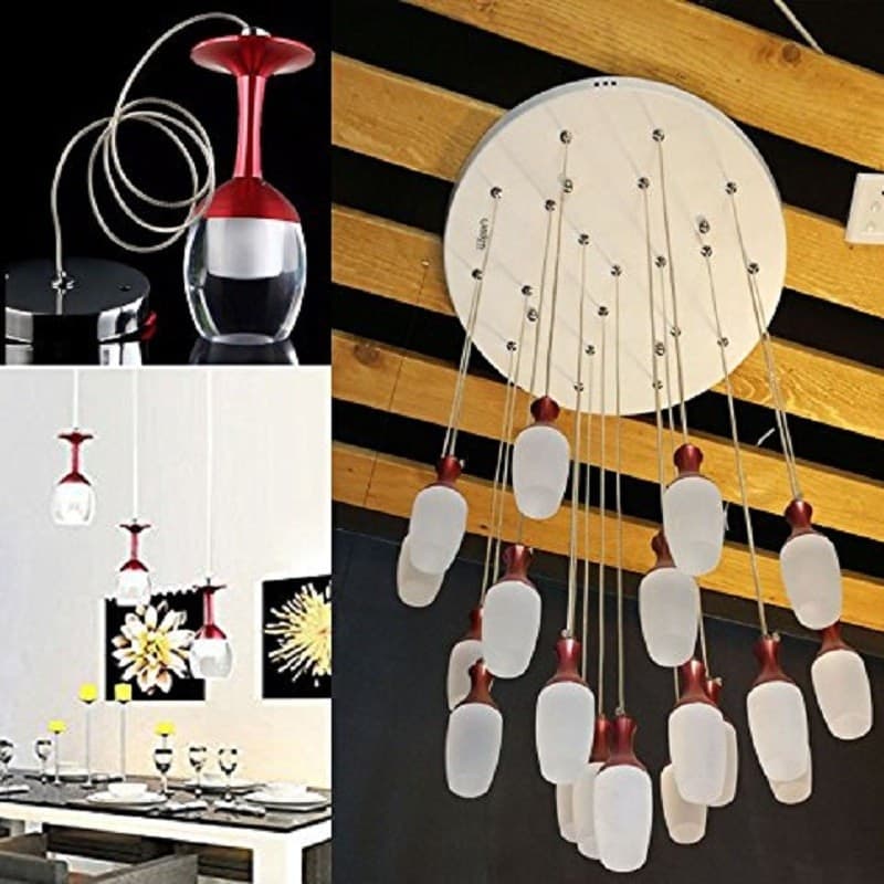 LAMPADARIO 20 PENDENTI LAMPADA CALICE ROSSO A SOFFITTO LUCE LED PENDENTE PORTALAMPADA Trade Shop italia - Napoli, Commerciovirtuoso.it