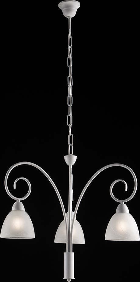 Lampadario-3-Luci-Ferro-Batturo-Bianco-Shabby-e-Vetro-Bianco-Serie-Aurelio