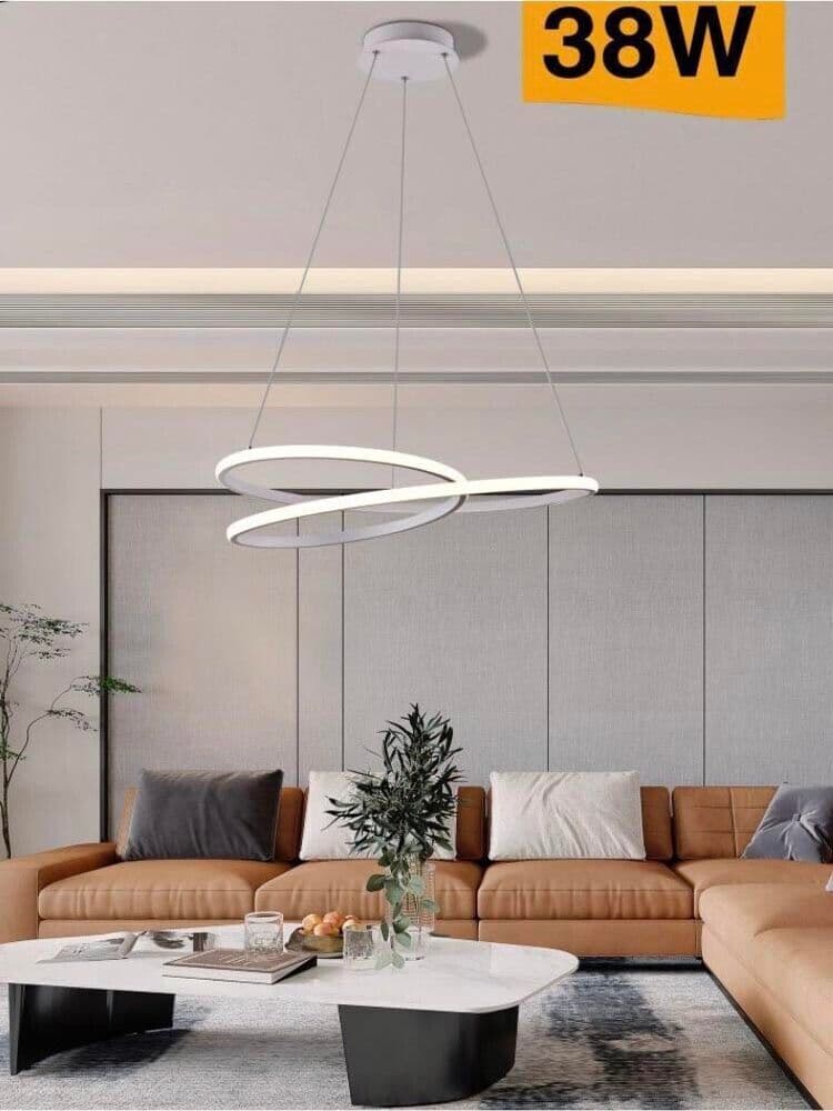 Lampadario-A-Sospensione-Anelli-Incrociati-38-Watt-Led-Luce-Calda-3000k-Moderno-Universo