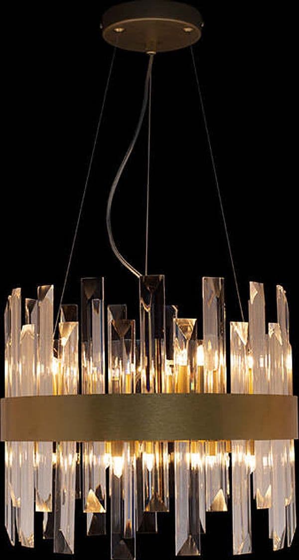 Lampadario-A-Sospensione-Contemp-Zenna-Metallo-Cristallo-Oro-Satinato-10-Led-G9