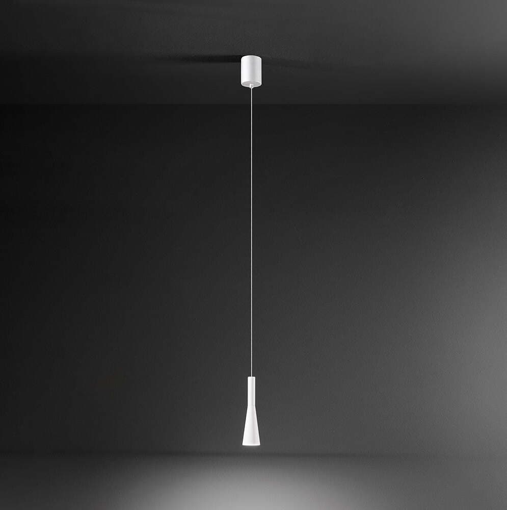 Lampadario-A-Sospensione-Contemporaneo-Cone-Alluminio-Bianco-7-Led-Integrato-7W